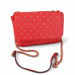 INC Quiin Quilted Crossbody Orange Double Gusset Studded Bag